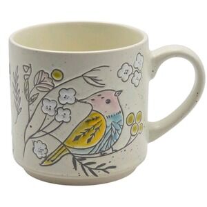 Spectrum Designz Farmhouse Ceramic Coffee Mug‎ with Embossed Flowers And Birds